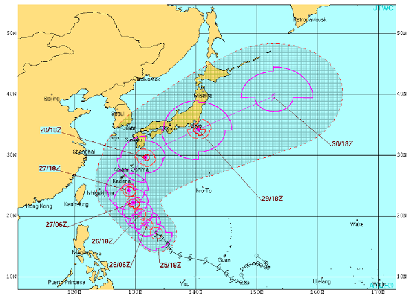 引用元:米軍合同台風警戒センター